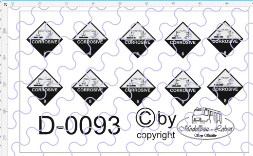 D-0093 Warntafel 8 Ätzende Stoffe 10 Stück Decalsatz 1:87