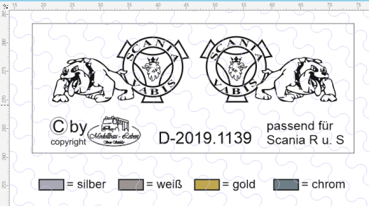 D-2019.1139 - Decalsatz Scania R oder S für Fahrhaus Seiten - 1 Satz 1:87