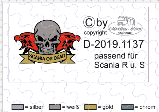 D-2019.1137 - Decalsatz Scania R oder S für Fahrhaus Rückwand Scania or Dead Vers. 1 - 1