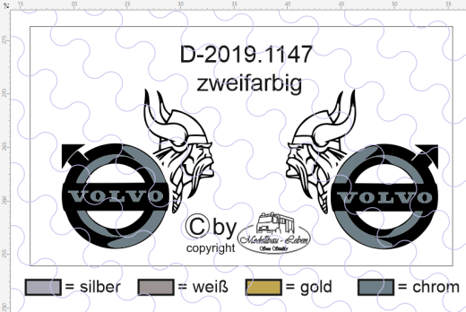 D-2019.1147 - Decalsatz Volvo für Fahrhaus Seiten Volvo FH Wikingerkopf+ Volvo Logo  zwe