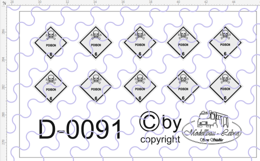 D-0091 Warntafel 6, giftige Stoffe - Decalsatz 10 Stück, 1:87