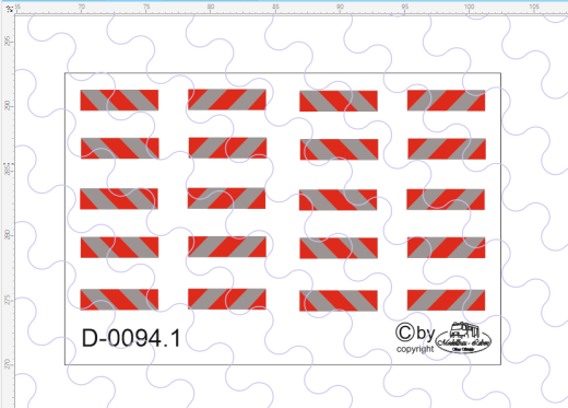 D-0094.1 Heck Warntafel gestreift 10 Paar Decalsatz 1:87