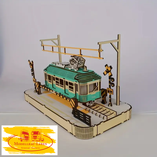 HB12 - 3D Holz Puzzle - Modellbausatz, Kreatives Basteln Strassenbahn 177 Teile