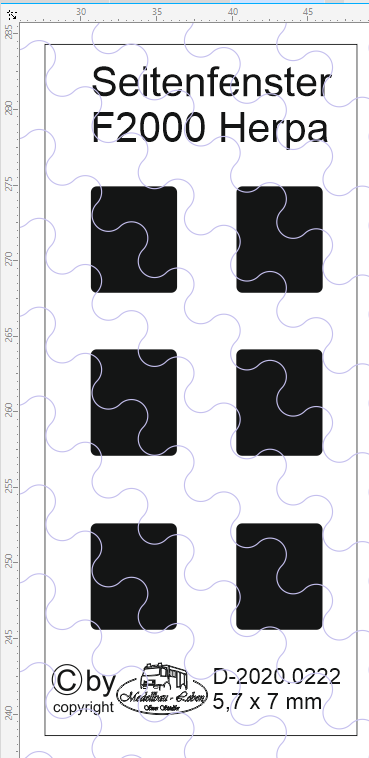 D-2020.0222 - Decalsatz Seitenfester F 2000 Zugmaschine (Herpa) - 3 Paar - 1:87