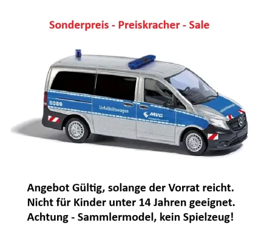 Busch 51193 MB Vito Unfallhilfswagen, H0 Modell 1:87 Neu & OVP, 1 Stück, Sonderpreis, Sale, reduziertes Modell, Schnäppchen, Preisknaller