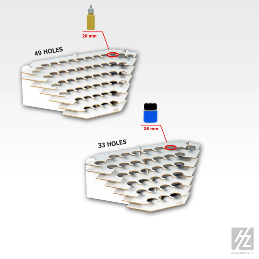 Hz - S2Ns Hobby Zone Modular Workshop System Organizer großer Eck-Farbständer 49 x für 26 mm 1 Stk