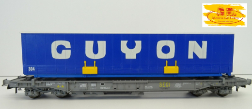 Roco 46374 SEGI Hupac IV Einheitstaschenwagen mit Guyon Planenauflieger 1:87