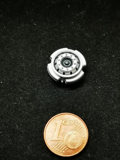 2020.56 Zubehör - 1:50 - 1 teilige Felge (4 Kerben) - silber/schwarz - 15 mm - 1 Stück