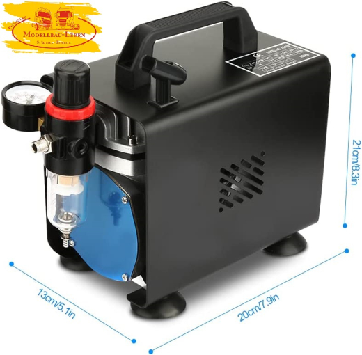 Ausla AS18B Profi-Air Brush Kompressor 20-23 l/min, 1/6 PS Einzylinder Kolben Luftkompressor