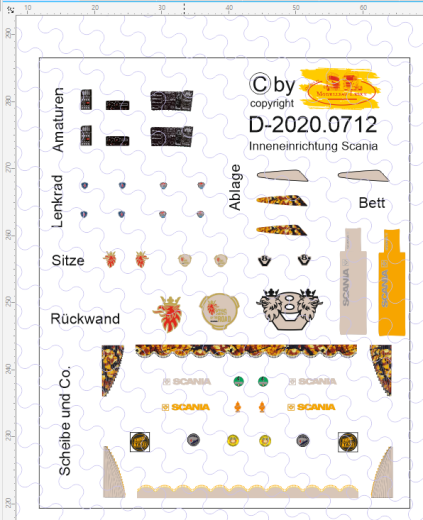 D-2020.0712 - Decalsatz Scania Innenraum Gestalltung 1:87