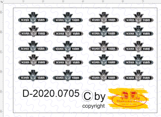 D-2020.07.005 - Decalsatz Scania Vabis V8 Logo in zwei Farben 1:87