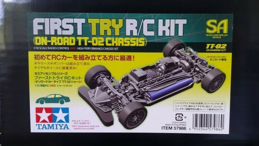 Tamiya 300057986 - Bausatz 1:10 RC TT-02-Chassis First Try On-Road Kit
