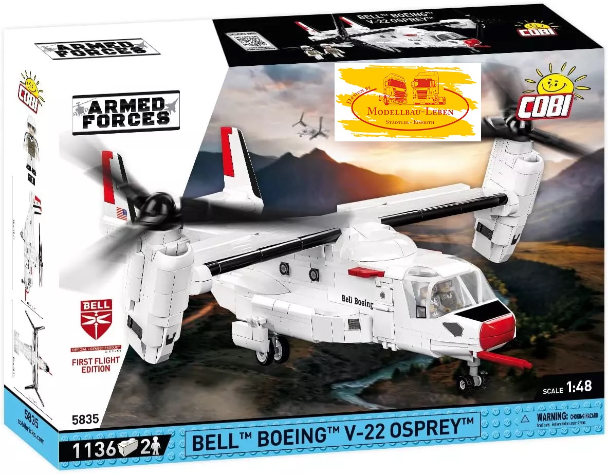 Cobi 5835 Armed Forces Bell Boeeing V-22 Osprey Flugzeug Bausatz 1136 Teile 2 Figuren