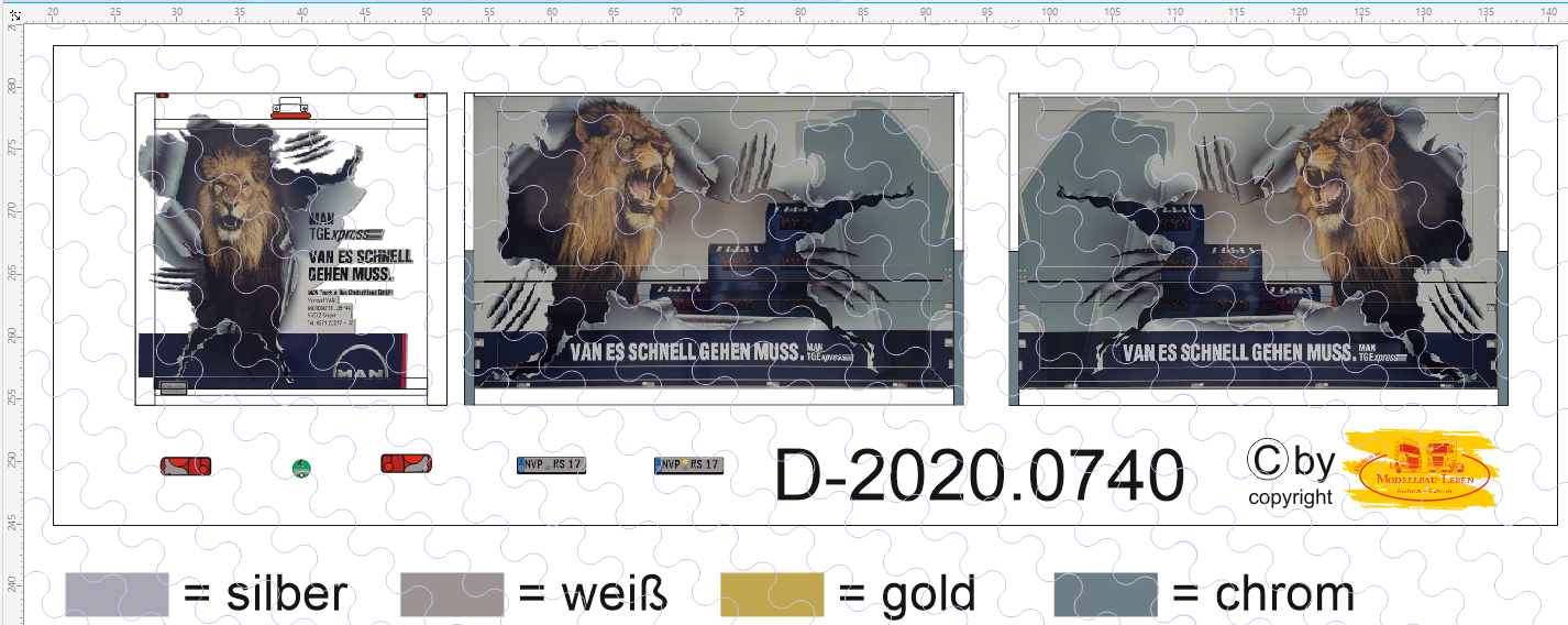D-2020.0740 - Decalsatz MAN TGE Kofferaufbau Van es schnell gehen muss - 1 Satz 1:87