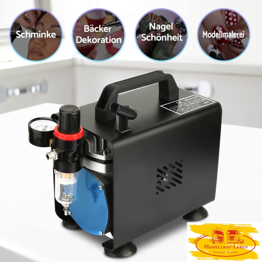 Ausla AS18B Profi-Air Brush Kompressor 20-23 l/min, 1/6 PS Einzylinder Kolben Luftkompressor