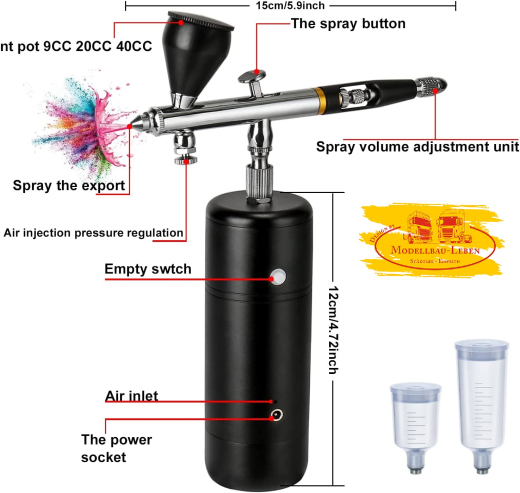 Airbrush Set mit Kompressor, Schnurloses Mini Wiederaufladbare Air Brush Kit
