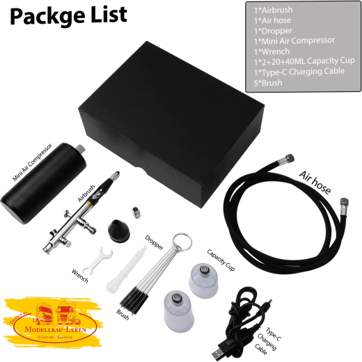 Airbrush Set mit Kompressor, Schnurloses Mini Wiederaufladbare Air Brush Kit
