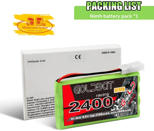 GOLDBAT RC Battery 2400 mAh 9.6 V NiMH Akku Racing Pack für RC Modelle Flugzeug, Boote, Auto, High P