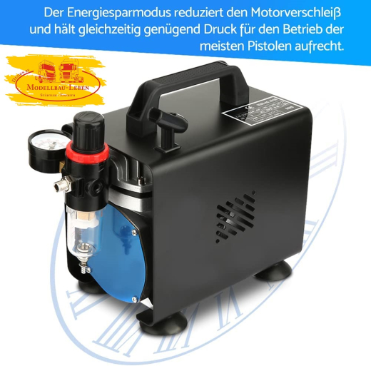 Ausla AS18B Profi-Air Brush Kompressor 20-23 l/min, 1/6 PS Einzylinder Kolben Luftkompressor