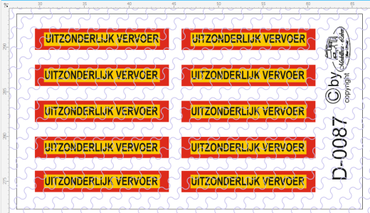 D-0087 Uitzonderlijk Vervoer Schilder 10 Stück Decalsatz 1:87