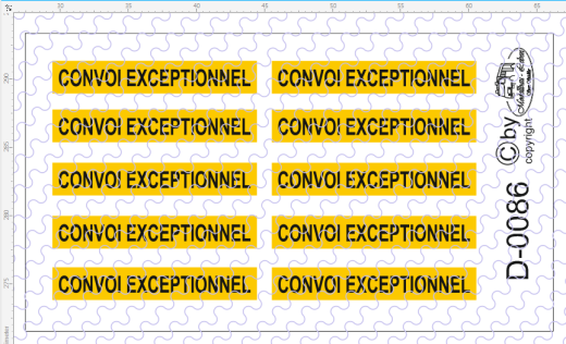 D-0086 Convoi Exceptionnel Schilder 10 Stück, Decalsatz 1:87