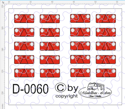 D-0060 Rückleuchten - Decalsatz 10 Paar 1:87