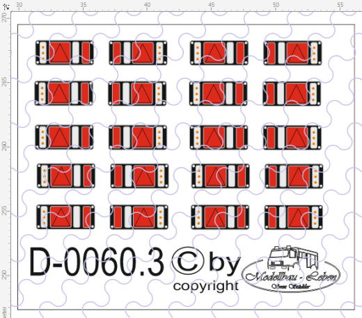 D-0060.3 Rückleuchten LED - Decalsatz 10 Paar 1:87