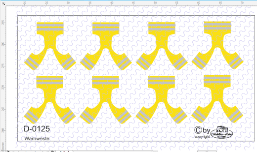 D-0125 Warnweste gelb 1 Decalsatz 8 Stück 1:87
