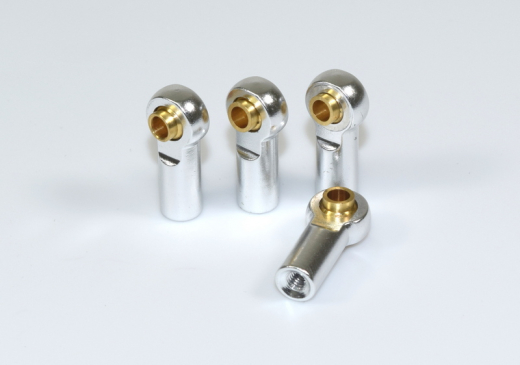 Absima 2330030 - Aluminium Kugelpfannen inkl. Kugelkopf 4 Stück silber 1:10