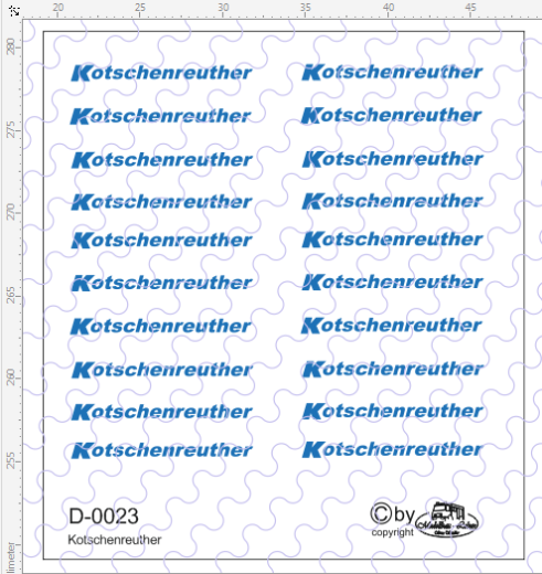 D-0023 Kotschenreuther 20 Stück - 1:87 Decal