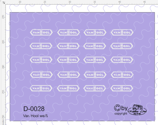 D-0028 Van Hool weiß 20 Stück - 1:87 Decal