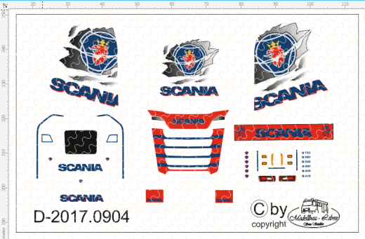 D-2017.0904 - Decalsatz Scania S Vabis zerrissen 1 Stück - 1:87 Decal