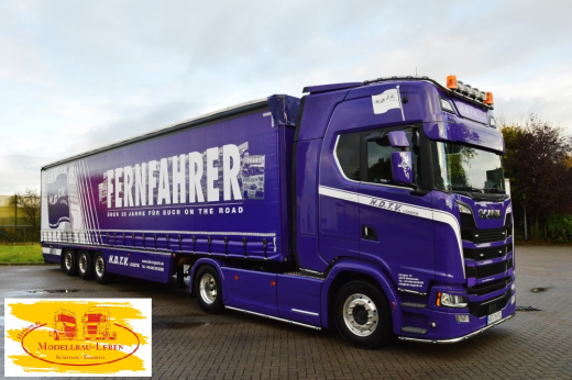Tekno 74879 Scania Schiebeplanen-Auflieger Fernfahrer / HDTV Logistik 1:50