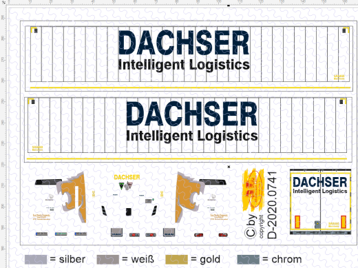 D-2020.0741 - Decalsatz Dachser mit MAN Zugmaschine - 1 Satz 1:87