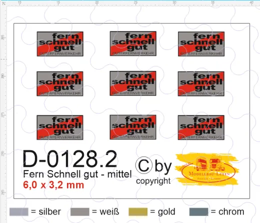 D-0128.2 Fern Schnell Gut Schild mittel - Decalsatz 9 Stück 1:87
