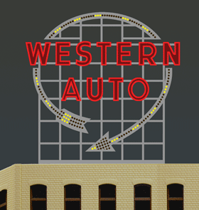 Light Works USA 2481 E - Neonwerbung - Leuchtwerbung in 1:87 Western Auto