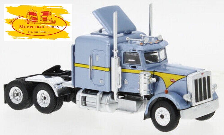 Brekina 85711 Peterbilt 359 metallic hellblau - gelb US Zugmaschine , Hauber, 1:87