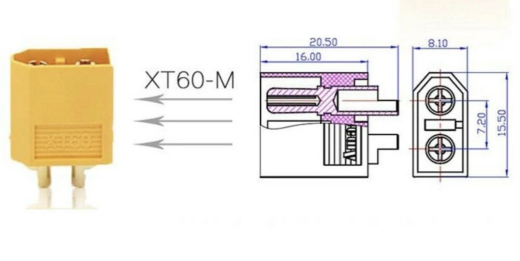 XT60-M Hochstrom Stecker für Lipo Akku ESC RC 60A RC