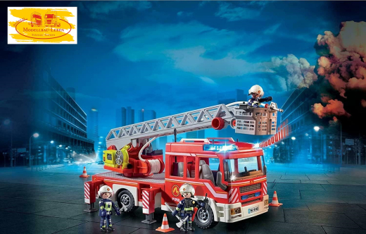 Playmobil 9463 - City Action Feuerwehr-Leiterfahrzeug mit Licht und Sound 89 Teile