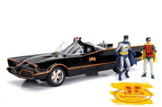 Jada Toys 98625 - Batmobile mit Licht & Diecast Figuren, Batman und Robbie 1:18