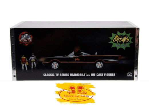Jada Toys 98625 - Batmobile mit Licht & Diecast Figuren, Batman und Robbie 1:18
