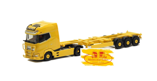 Herpa 955270 DAF XG+ vvsp. Lampenbügel und Kuhfänger 40ft./45ft. Highcube Trailer gelb 1:87
