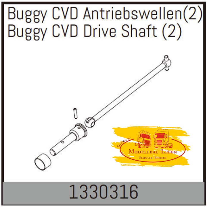 Absima 1330316 - Buggy CVD Antriebswellen 1:8 Stoke 2 Stück