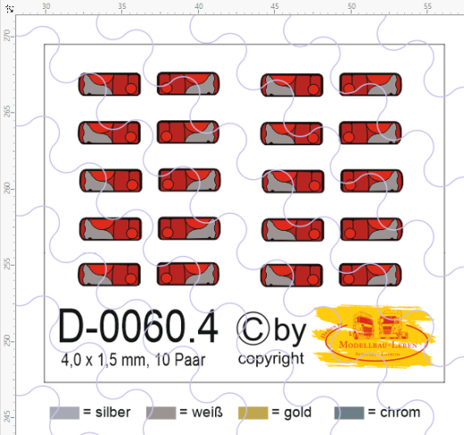 D-0060.4 Rückleuchten LED - Decalsatz 10 Paar 1:87