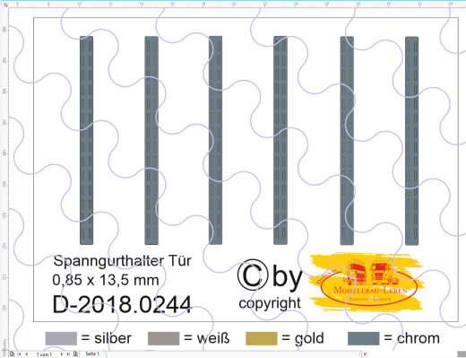 D-2018.0244 Spanngurthalter für Trailer Türen 0,85 x 13,5 mm, Decalsatz, 6 Stück 1:87