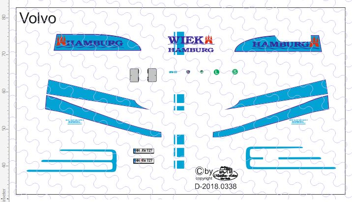 D-2018.0338 Decalsatz Wiek Hamburg Zugmaschine Volvo - 1 Stk - 1:87