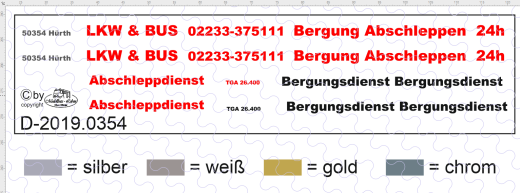 D-2019.0354 - Decalsatz Bergungsschriftzüge 1:87