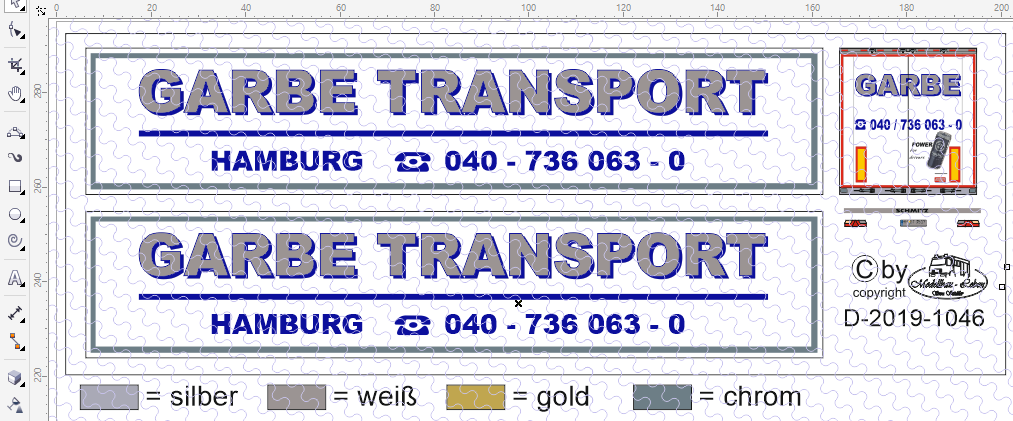 D-2019.1046 Decalsatz Garbe Hamburg Aufieger - 1 Stk - 1:87