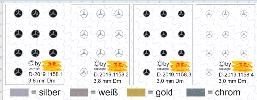 D-2019.1158 - Decalsatz Mercedes Benz Stern für LKW Kühlergrill Wunschdecal 4 Varianten 1:87