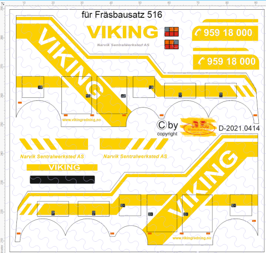 D-2021.0414 - Decalsatz Bergefahrzeug Beschriftung Viking Wrecker 1:87